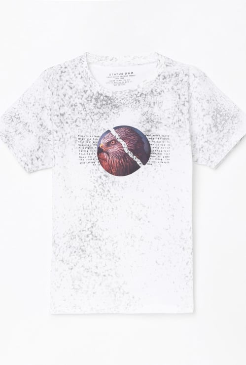STATUS QUO Boys Printed Crew Neck T-shirt