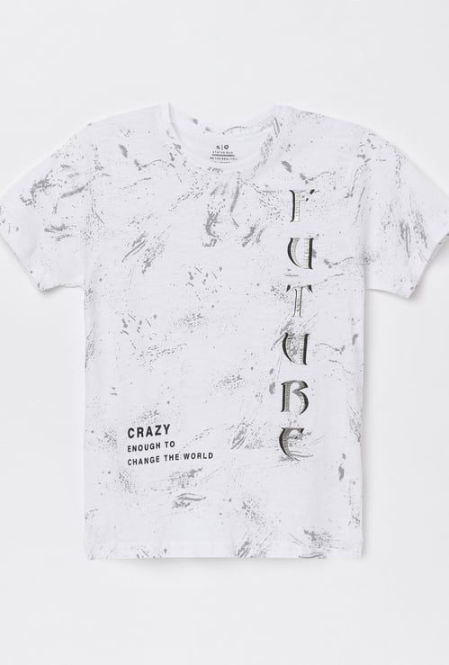 STATUS QUO Boys Printed Crew Neck T-shirt