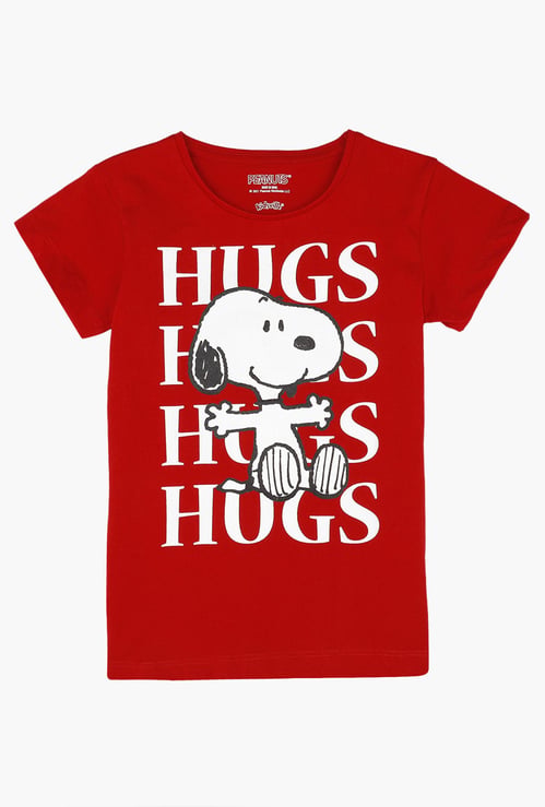 KIDSVILLE Girls Printed Crew Neck T-shirt