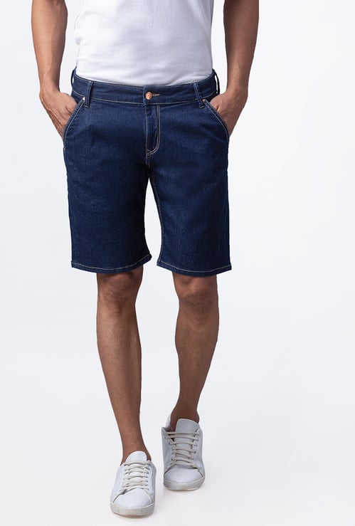 SPYKAR Men Solid Slim Fit Denim Shorts