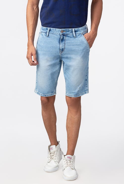 SPYKAR Men Solid Slim Fit Denim Shorts