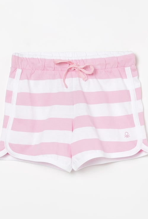 UNITED COLORS OF BENETTON Girls Striped Drawstring Waist Shorts