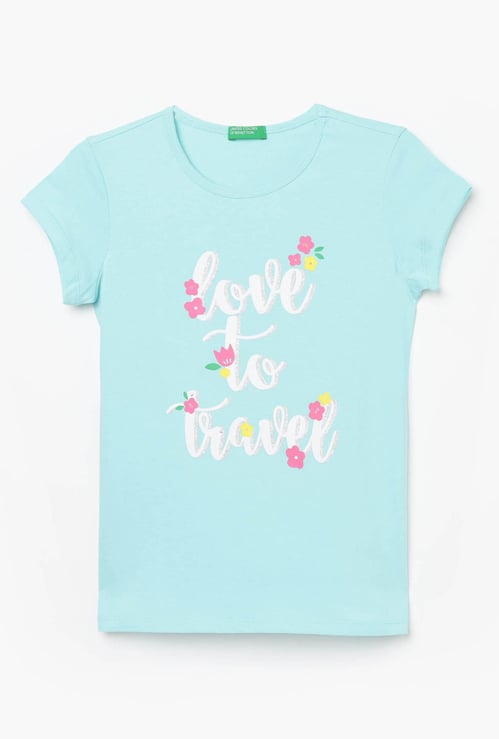 UNITED COLORS OF BENETTON Girls Printed Round Neck T-shirt