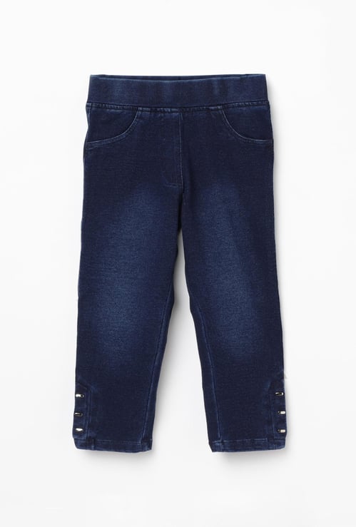 PEPPERMINT Girls Solid Denim Capri