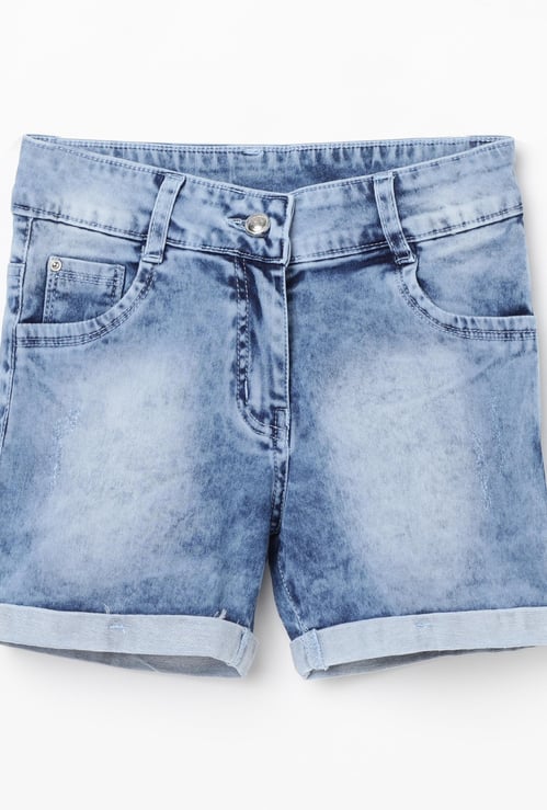 PEPPERMINT Girls Washed Denim Shorts