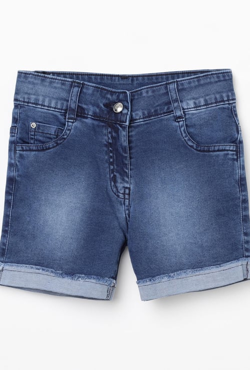 PEPPERMINT Girls Lightly Washed Denim Shorts