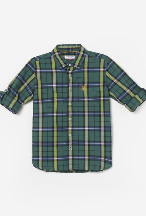 US POLO KIDS Boys Checked Regular Fit Shirt