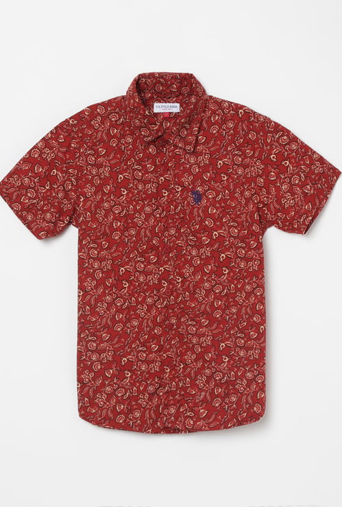 U.S. POLO ASSN. KIDS Boys Floral Print Regular Fit Shirt