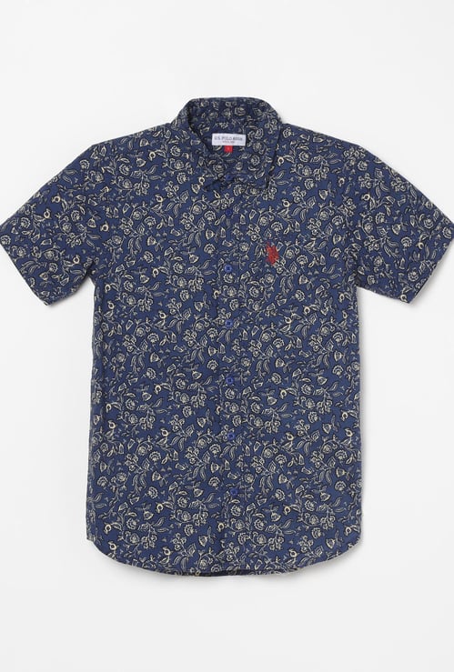 US POLO KIDS Boys Floral Print Regular Fit Shirt