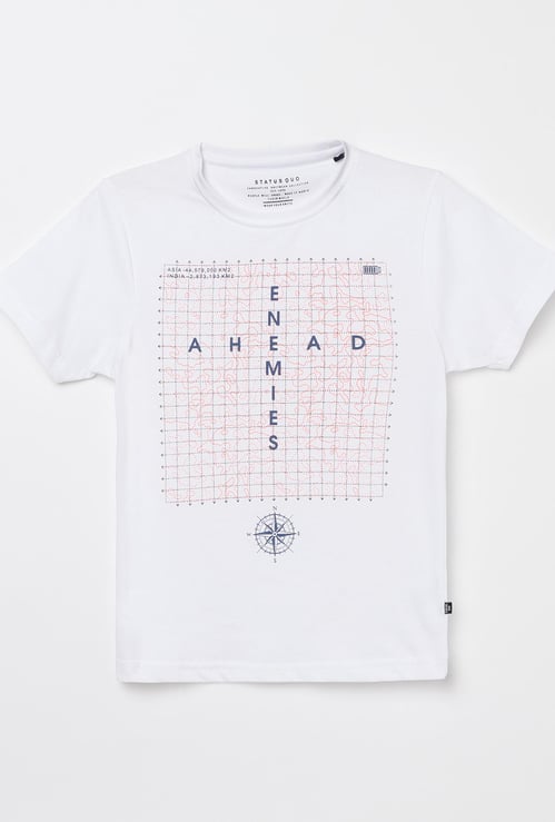 STATUS QUO Boys Printed Crew Neck T-shirt
