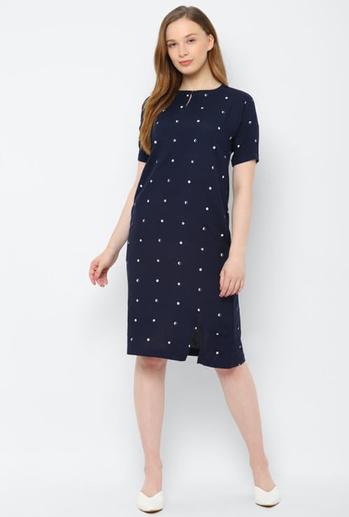 ALLEN SOLLY Women Printed Short Sleeves Shift Dress