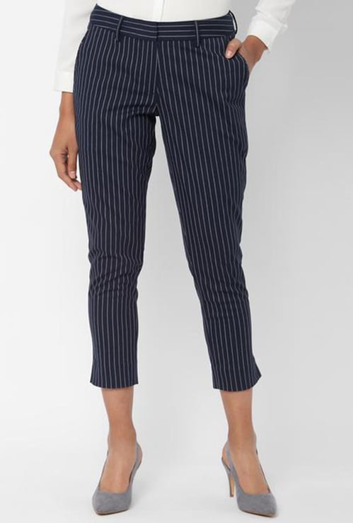 ALLEN SOLLY Women Striped Formal Trousers