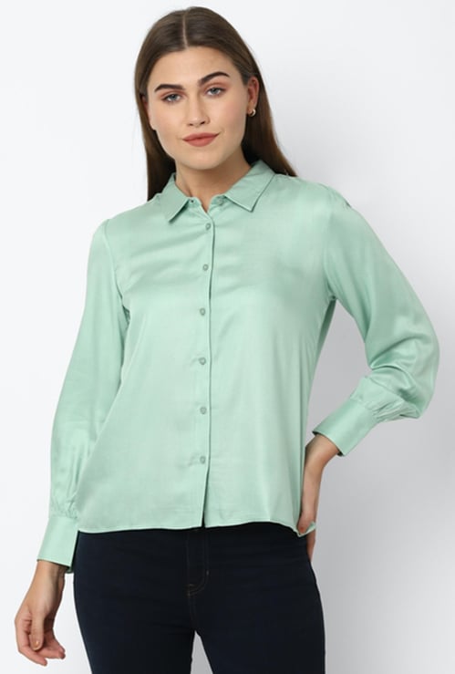 ALLEN SOLLY Women Solid Full Sleeves Formal Shirt