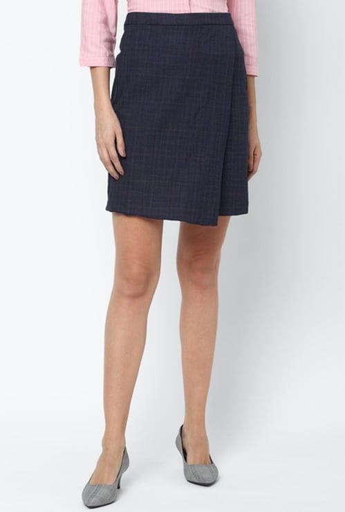 ALLEN SOLLY Women Checked Woven Skirt