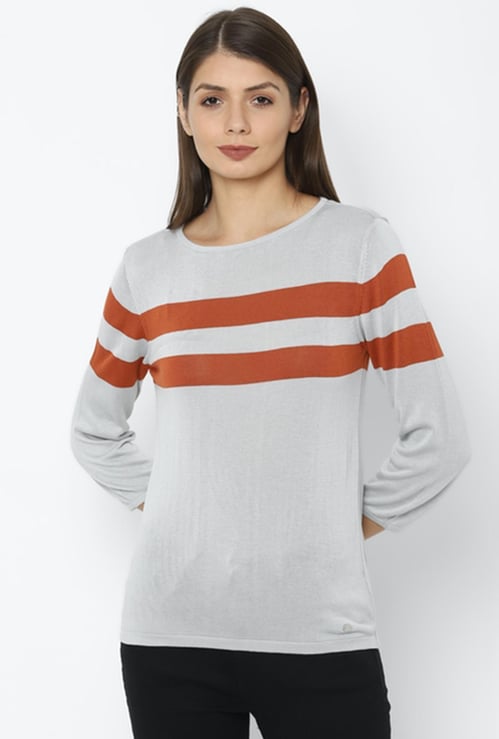 ALLEN SOLLY Women Striped Knitted T-shirt
