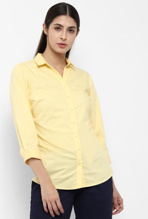 ALLEN SOLLY Women Solid Three-Quarter Sleeves Casual Shirt