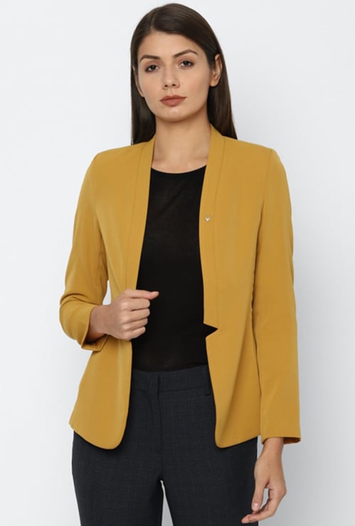 ALLEN SOLLY Women Solid Open Front Blazer
