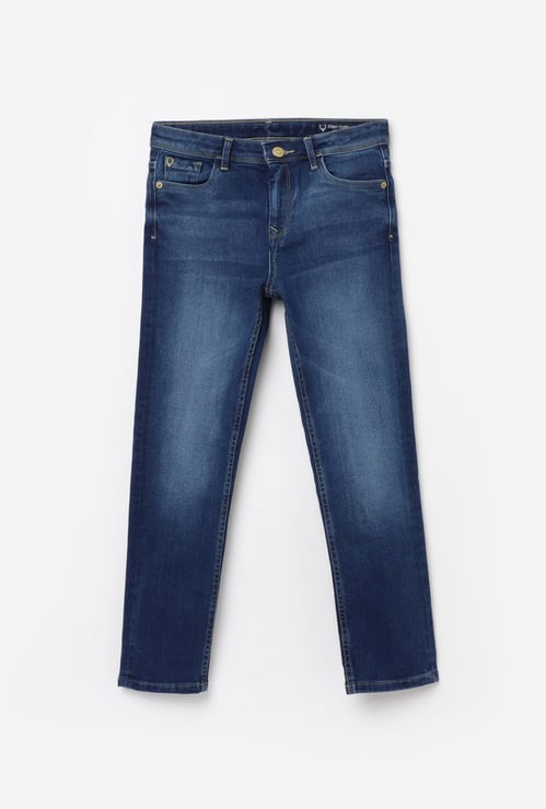 ALLEN SOLLY Boys Stonewashed Slim Fit Jeans
