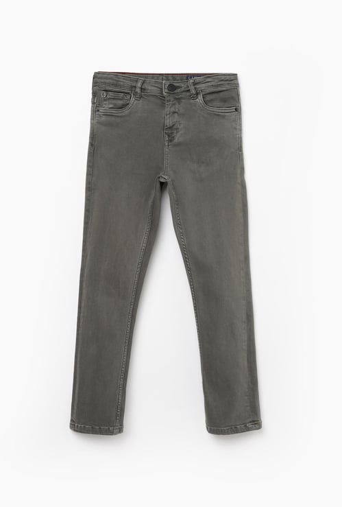 ALLEN SOLLY Boys Stonewashed Slim Fit Jeans
