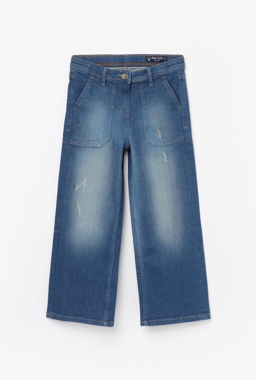 ALLEN SOLLY Girls Medium-Washed Regular Fit Jeans