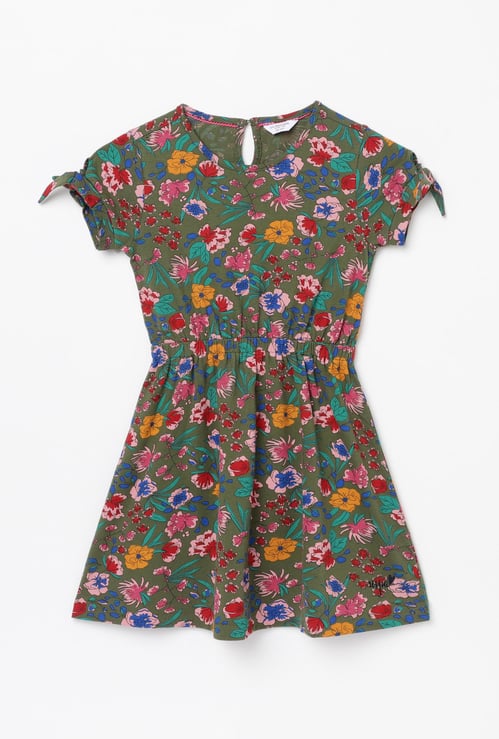 U.S. POLO ASSN.  KIDS Girls Floral Print Fit and Flare Dress