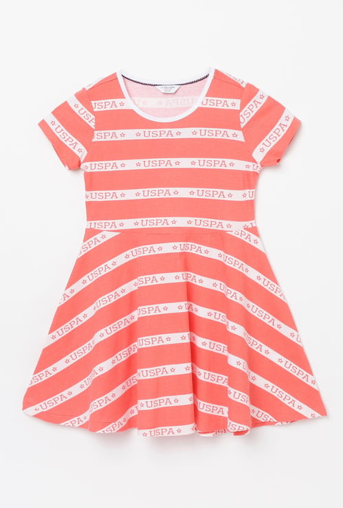 U.S. POLO ASSN.  KIDS Girls Printed A-Line Dress