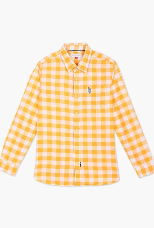 U.S. POLO ASSN. KIDS Boys Checked Regular Fit Casual Shirt