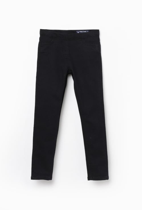 ALLEN SOLLY Girls Medium-Wash Jeggings