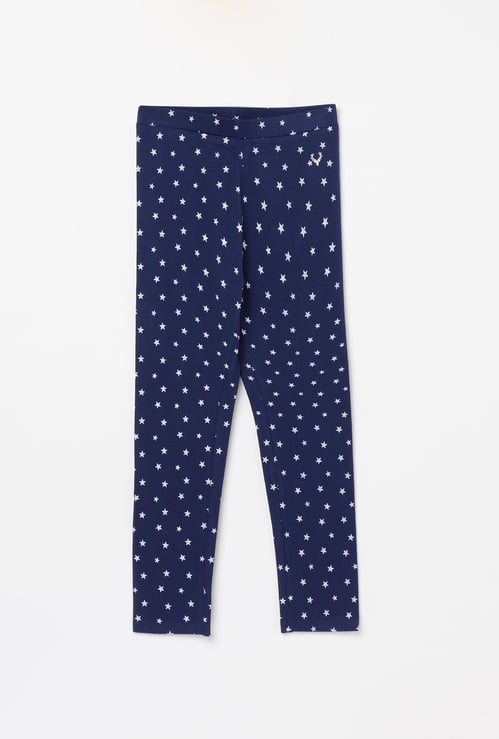 ALLEN SOLLY Girls Star Printed Elasticated Leggings