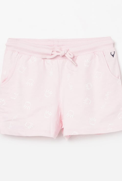 ALLEN SOLLY Girls Printed Drawstring Waist Shorts