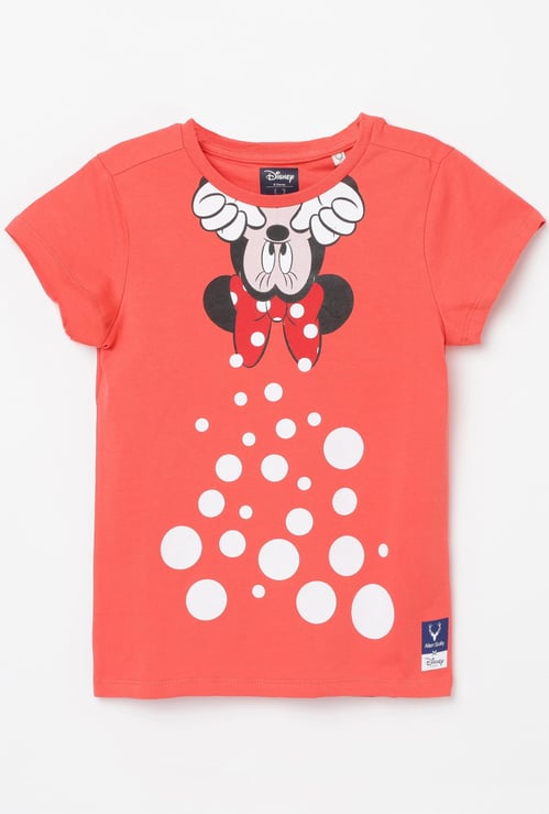 ALLEN SOLLY Girls Printed Round Neck Top