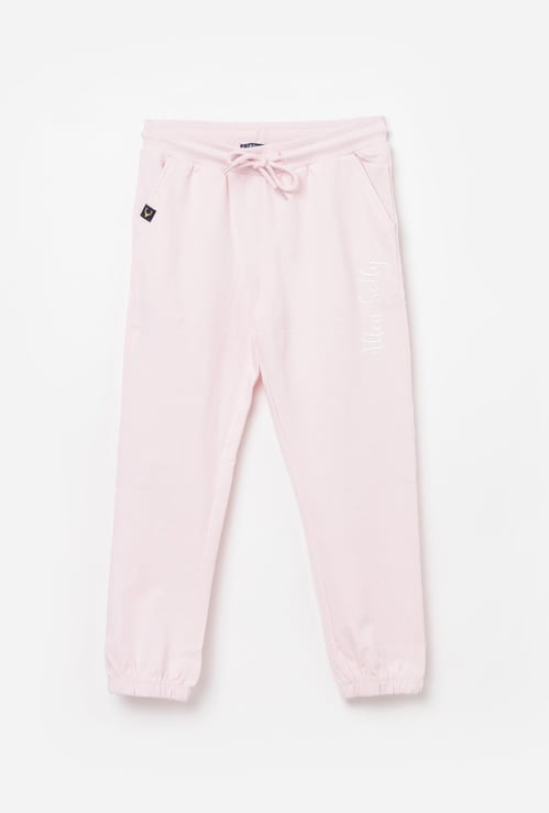 ALLEN SOLLY Girls Solid Drawstring Waist Track Pants