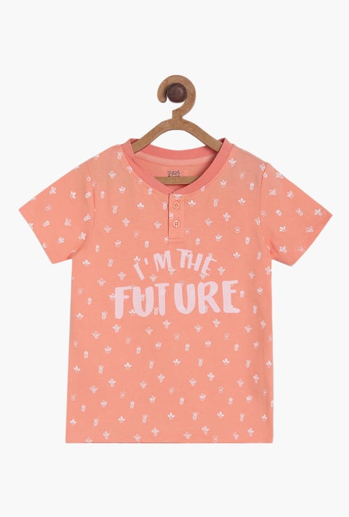 FS MINI KLUB Boys Printed Henley T-shirt