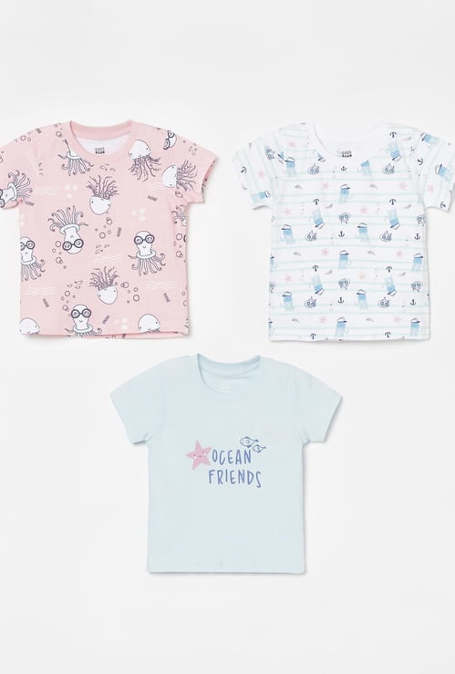 FS MINI KLUB Boys Printed Crew Neck T-shirt - Set of 3