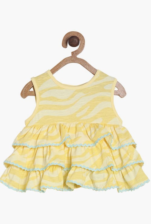 FS MINI KLUB Girls Printed Tiered Fit and Flare Dress with Shorts