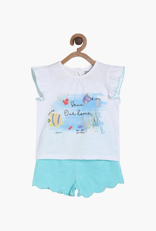 FS MINI KLUB Girls Prined Top and Bottom Set