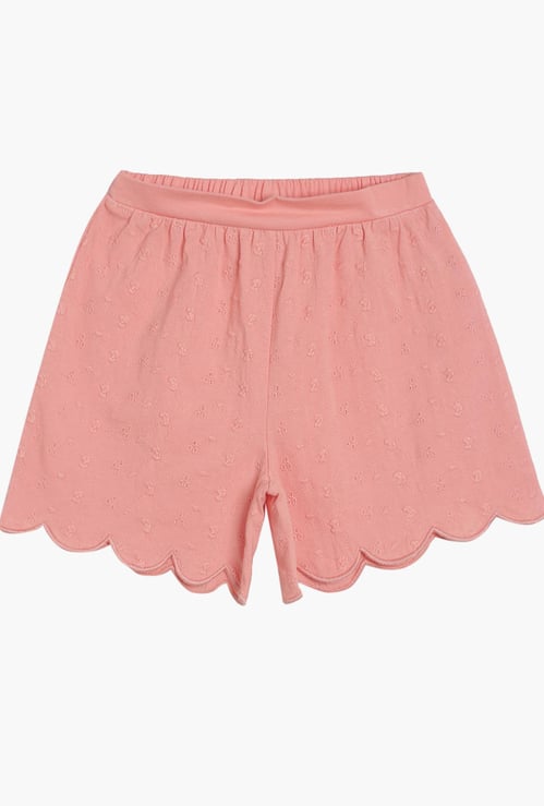 FS MINI KLUB Girls Schiffli Embroidered Shorts