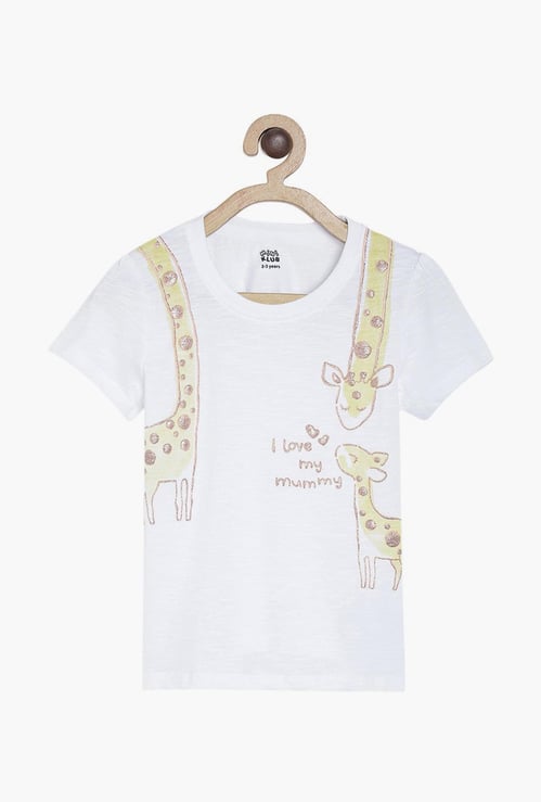 FS MINI KLUB Girls Printed Round Neck T-shirt