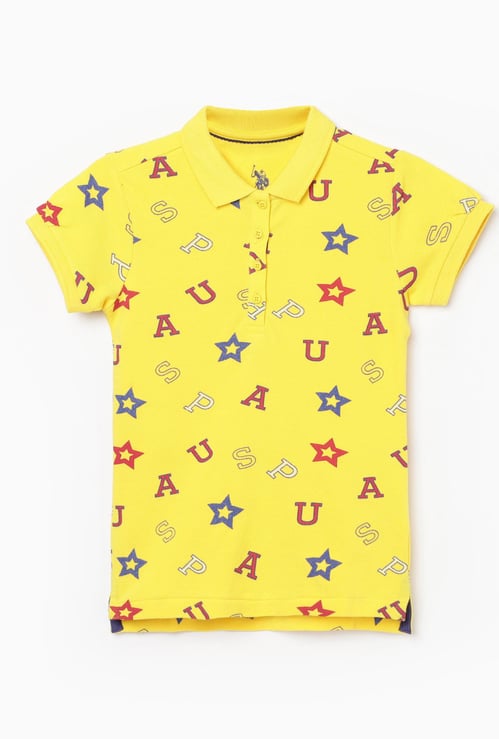U.S. POLO ASSN. KIDS Girls Printed Polo T-shirt