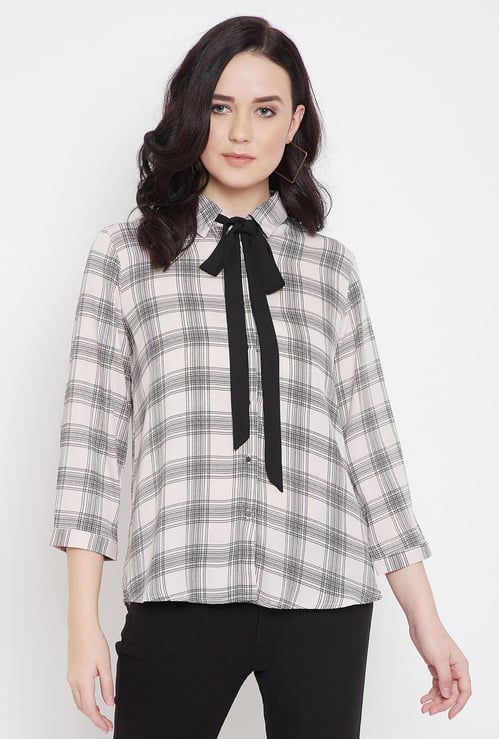 MADAME Women Checked Shirt