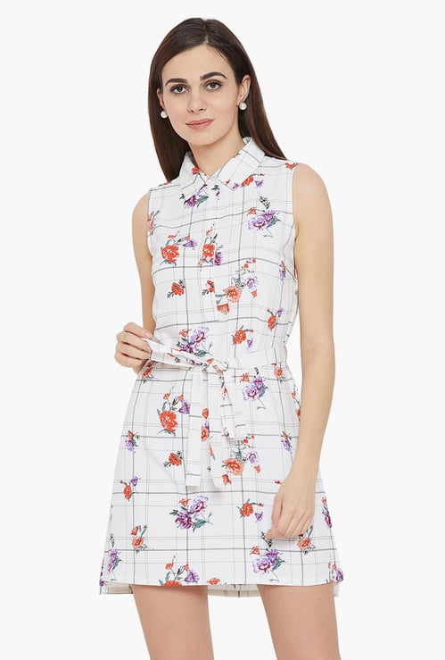 MADAME Women Floral Print Shirt Dress