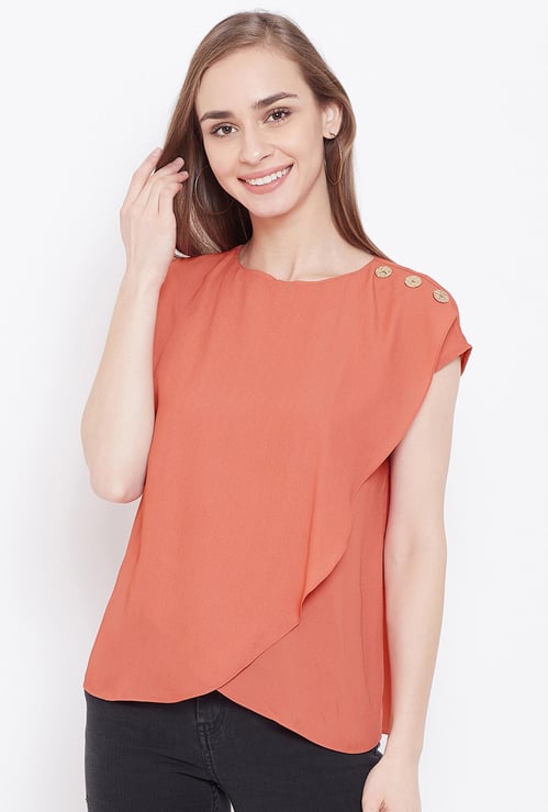 MADAME Women Solid Extended Sleeves Top