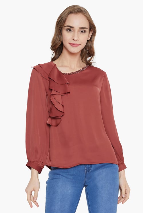 MADAME Women Embellished Woven Top