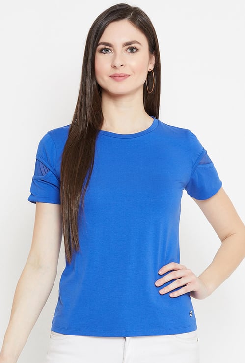 MADAME Women Solid Round Neck T-shirt