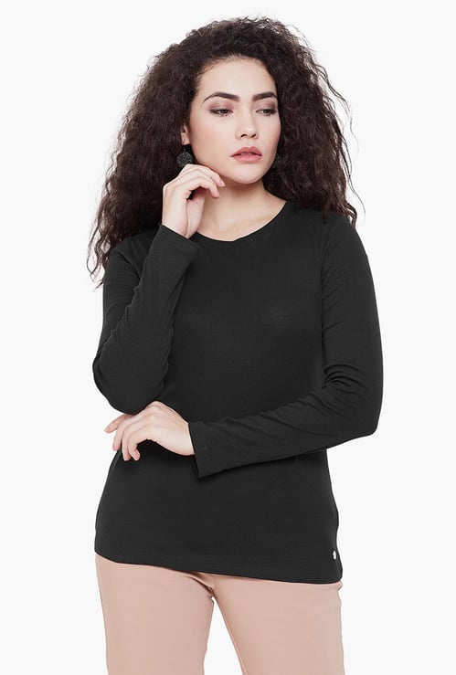 MADAME Women Solid Full Sleeves Top