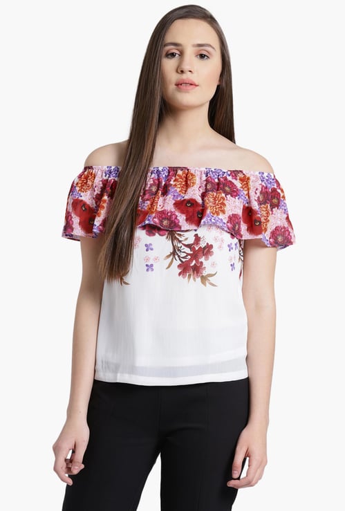 MADAME Women Floral Print Off-Shoulder Top