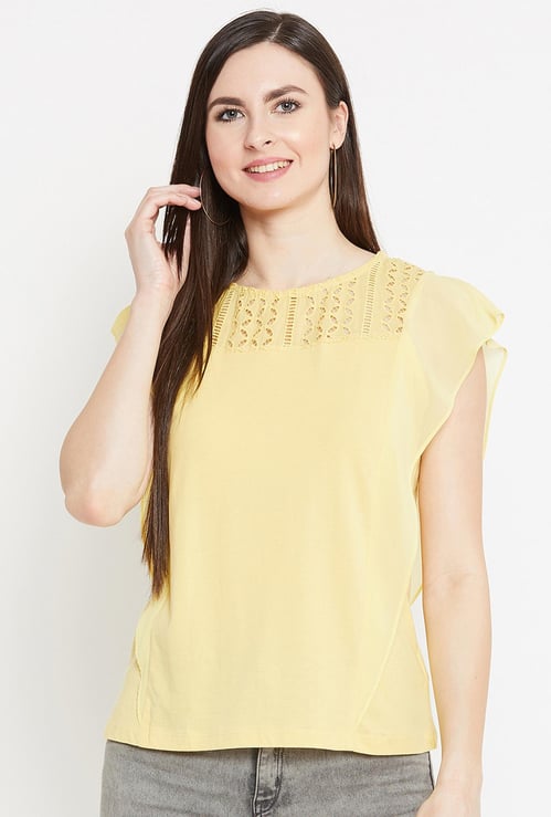 MADAME Women Solid Round Neck Top
