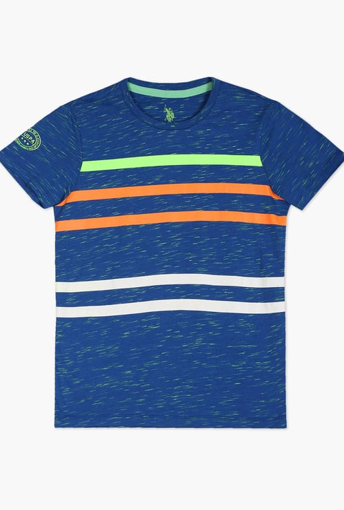 U.S. POLO ASSN. KIDS Boys Striped Crew Neck T-shirt