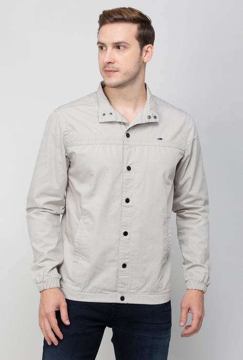 CODE Men Solid Collared Bomber Jacket