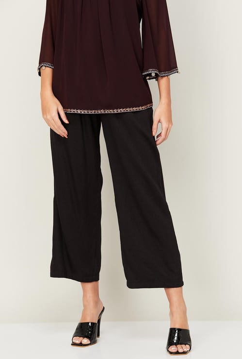 MELANGE Women Solid Elasticated Palazzos
